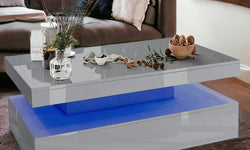 Diera Coffee Table with LED Lights - Grey High Gloss