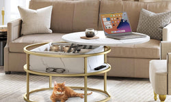 Yareli Lift Top Coffee Table - White/Gold