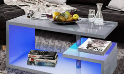 Breccia Coffee Table with LED Lights - Grey