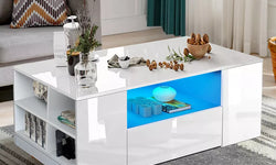 Edgar Coffee Table with LED Lights - White High Gloss