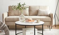 Nahunta Round Coffee Table - Marble White and Black