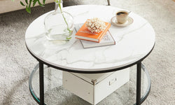 Alexa Round Coffee Table White & Black